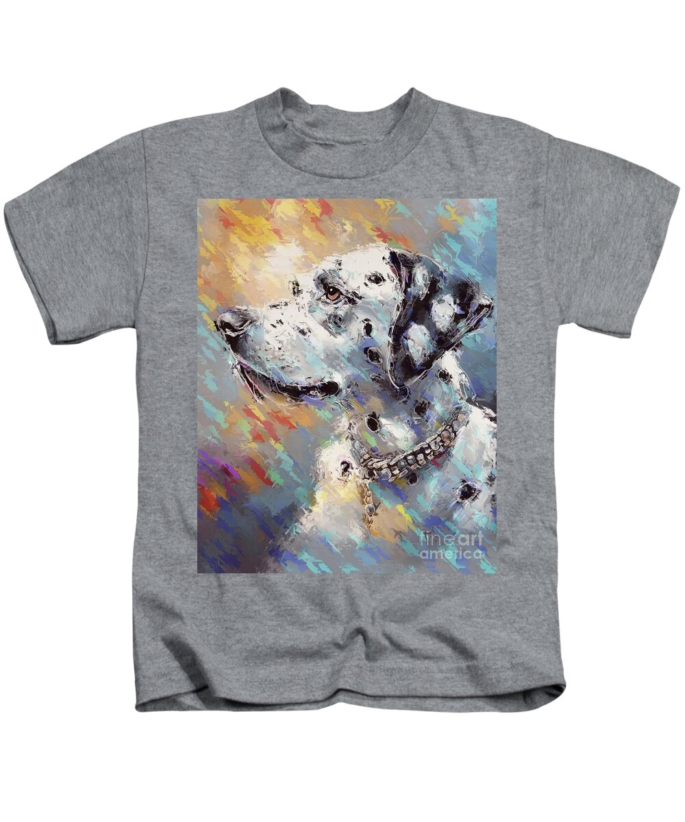 Abstract Kids T-Shirt featuring the digital art Dalmatian Dog Portrait - 01953 by Philip Preston