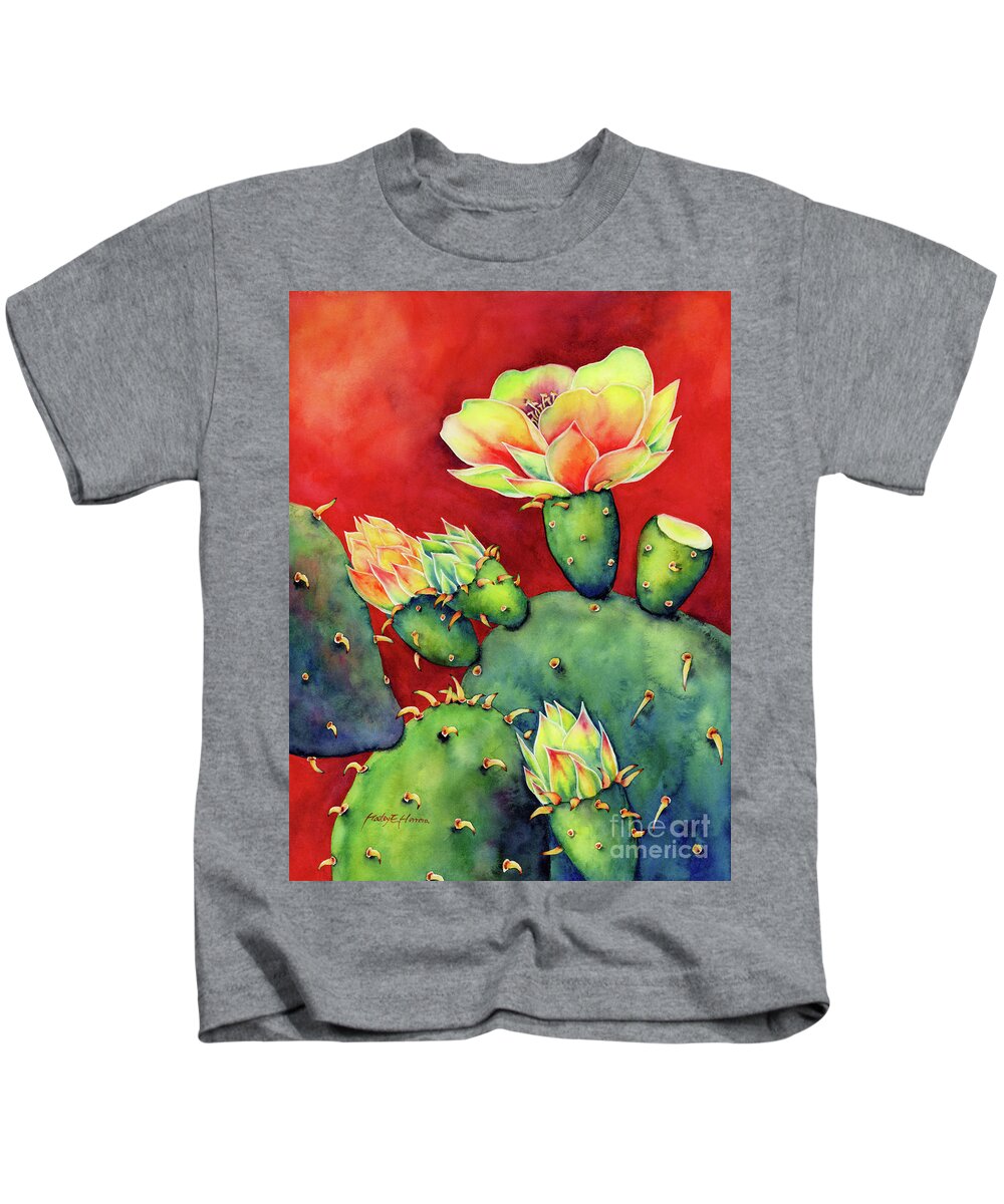 Cactus Kids T-Shirt featuring the painting Desert Bloom by Hailey E Herrera