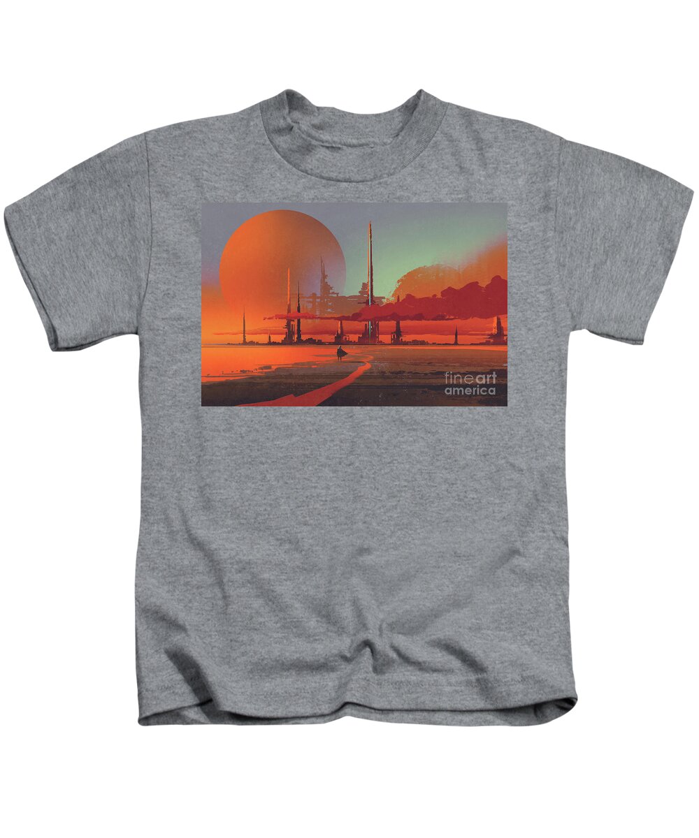 Acrylic Kids T-Shirt featuring the painting Desert Colony by Tithi Luadthong
