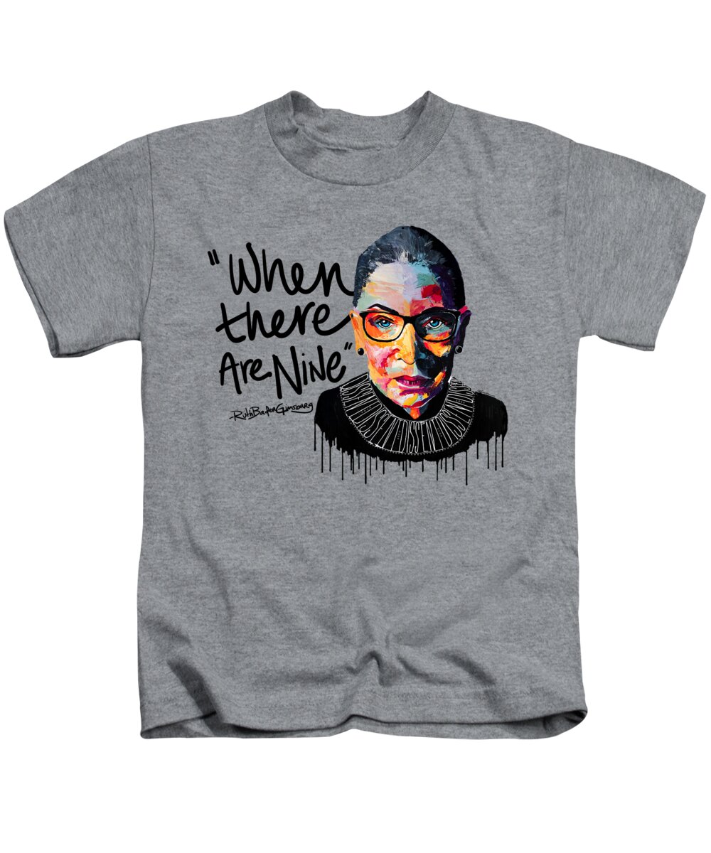 Portrait Kids T-Shirt featuring the painting Dissent - When There Are Nine by LA Smith