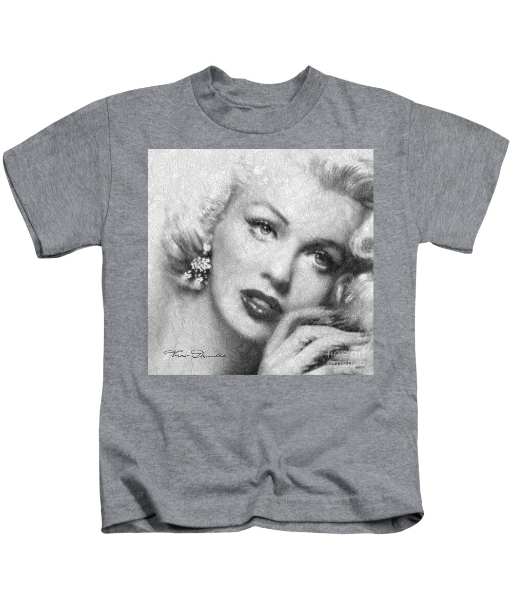 Marilyn Monroe Kids T-Shirt featuring the painting Diva MM 169 Sensual bw by Theo Danella