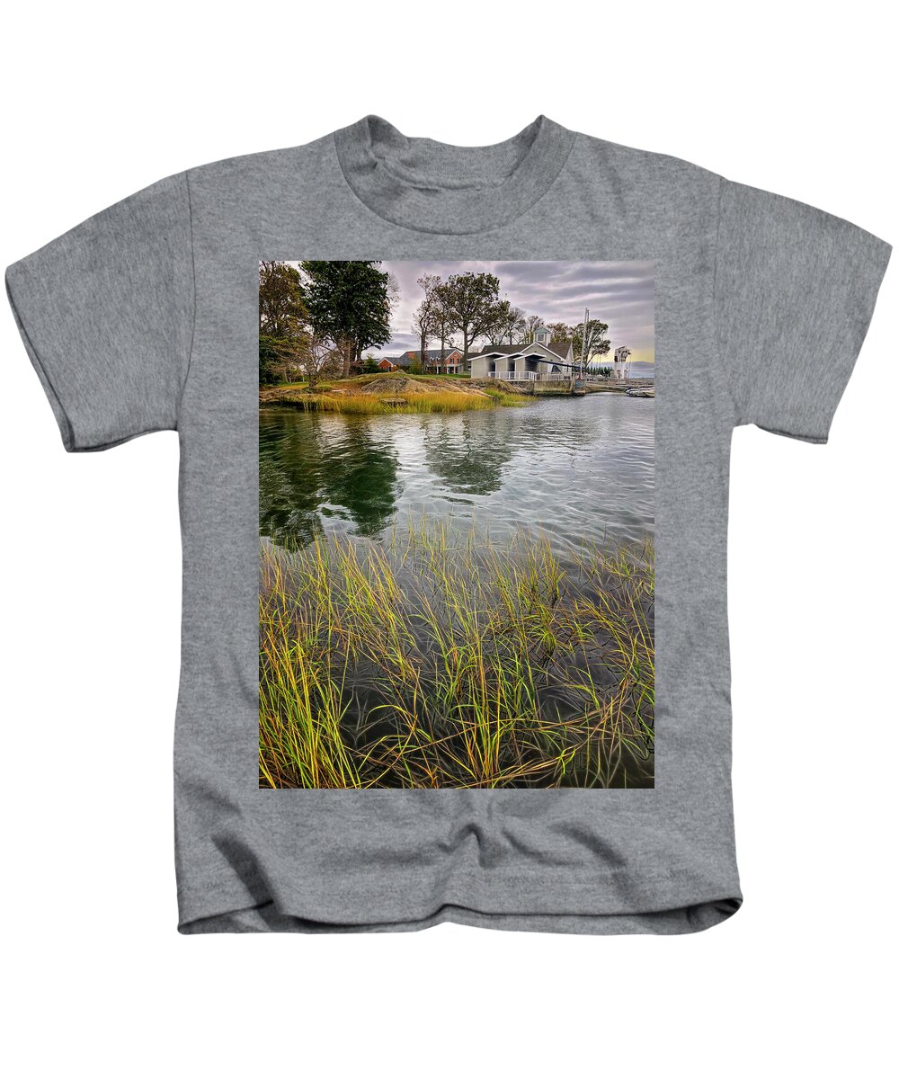 Reflection Kids T-Shirt featuring the photograph View From Rye Dock by Cordia Murphy