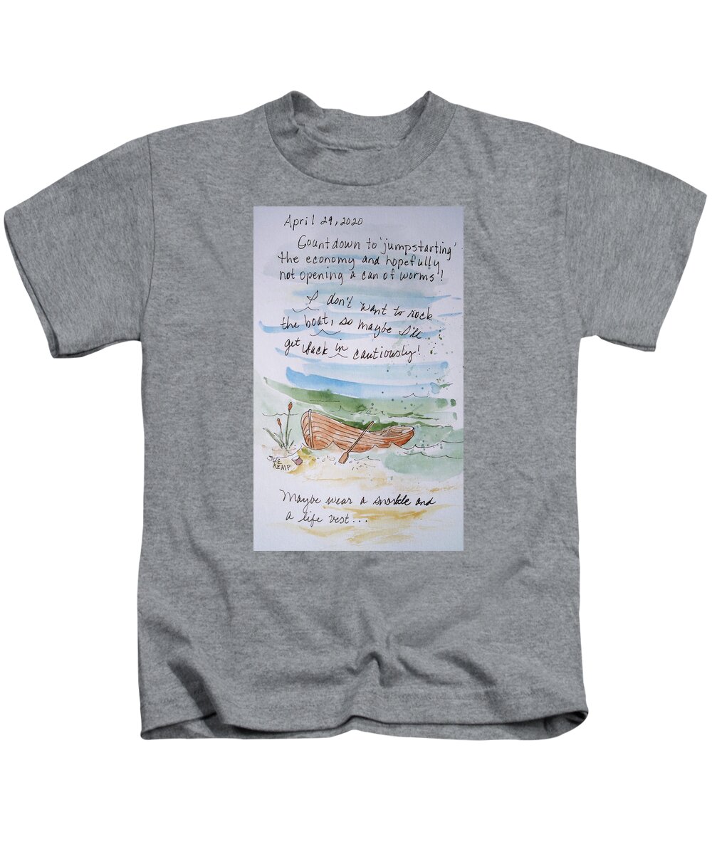 Covid-19 Thoughts Kids T-Shirt featuring the painting Don't Rock the Boat by Sue Kemp