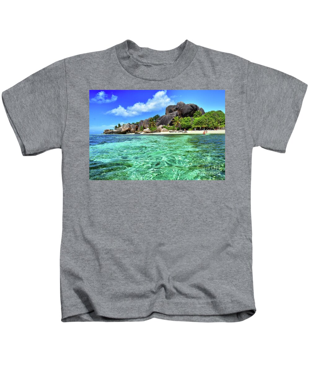 Seychellen Kids T-Shirt featuring the photograph Dream Island by Thomas Schroeder