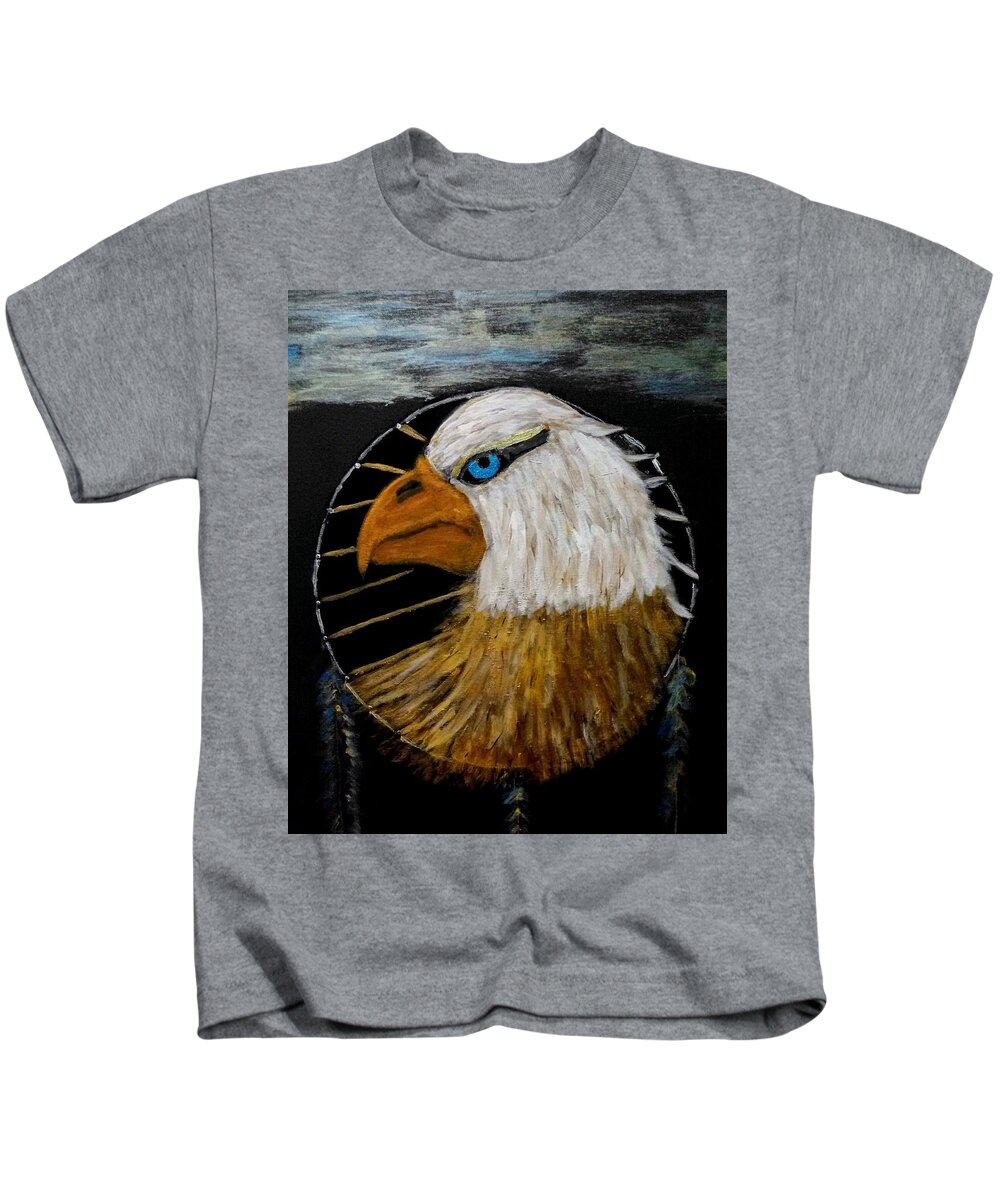 Eagle Kids T-Shirt featuring the painting DreamCaught by Anna Adams