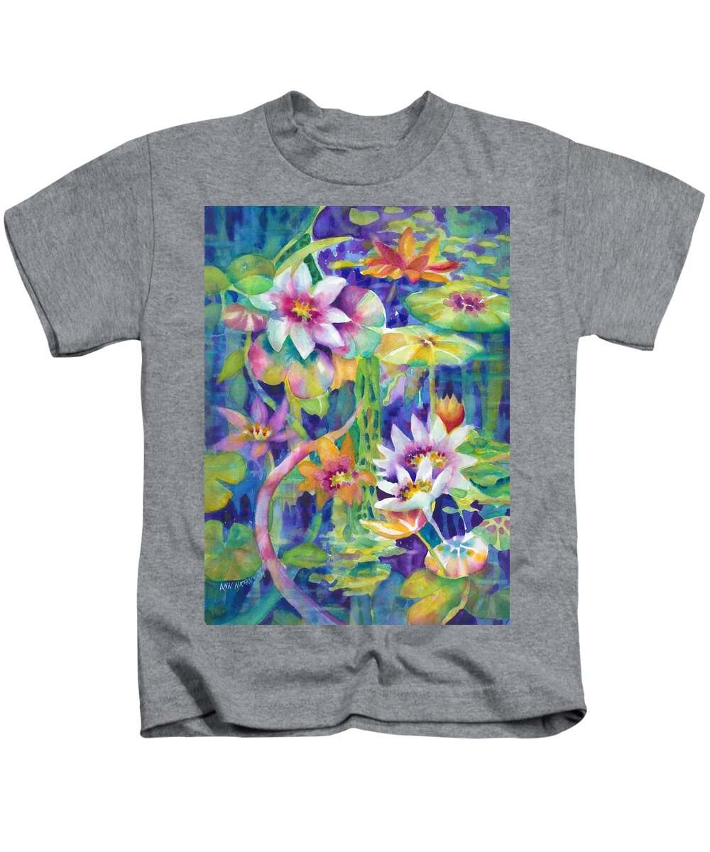 Lily Pond Kids T-Shirt featuring the painting Dreamscape by Ann Nicholson