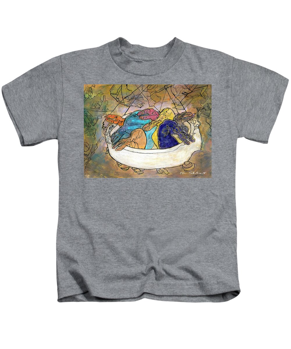 Wall Art Kids T-Shirt featuring the painting Drooma in the Droomousine by Ellen Palestrant