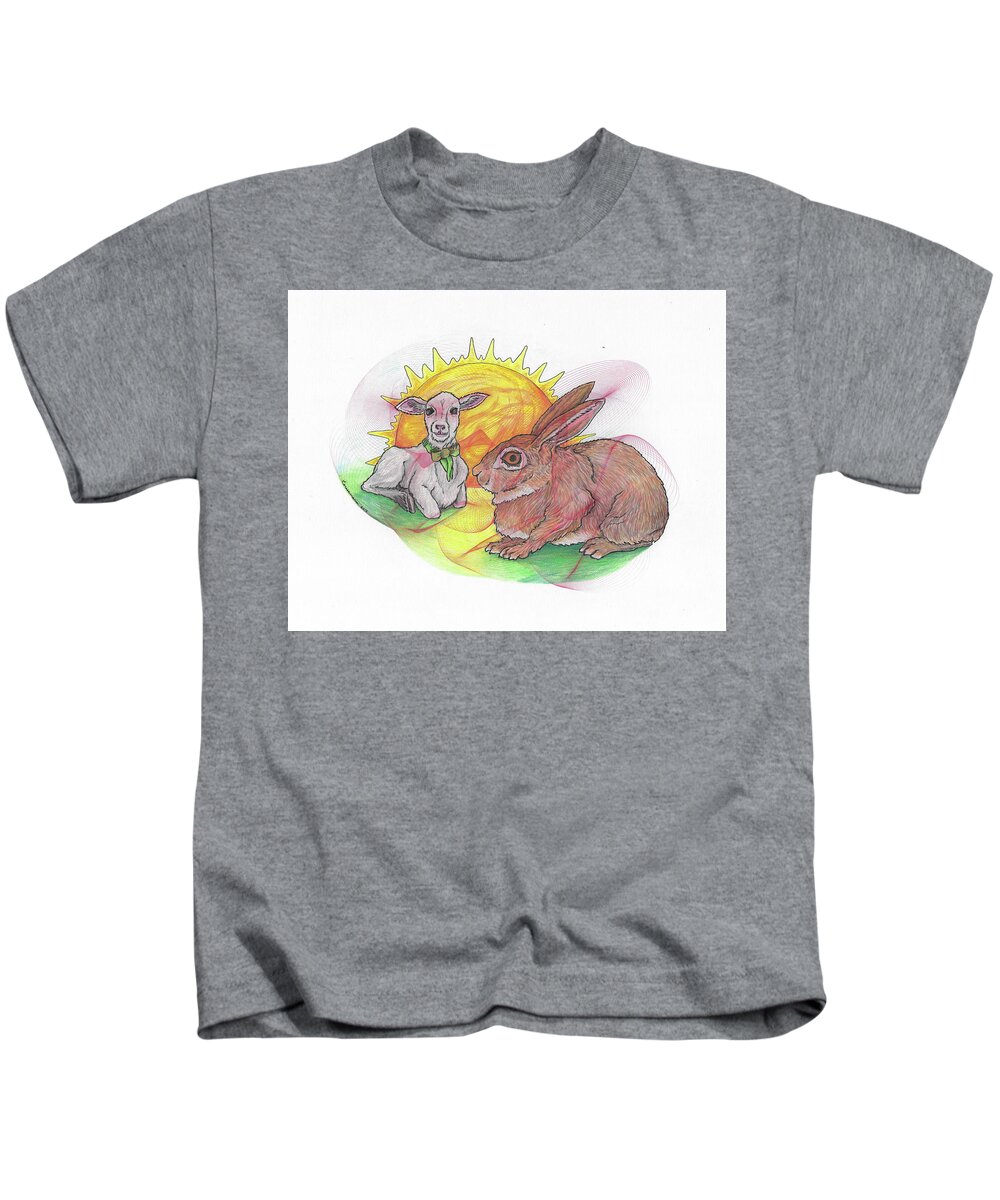 Easter Kids T-Shirt featuring the drawing Easter Morning by Teresamarie Yawn