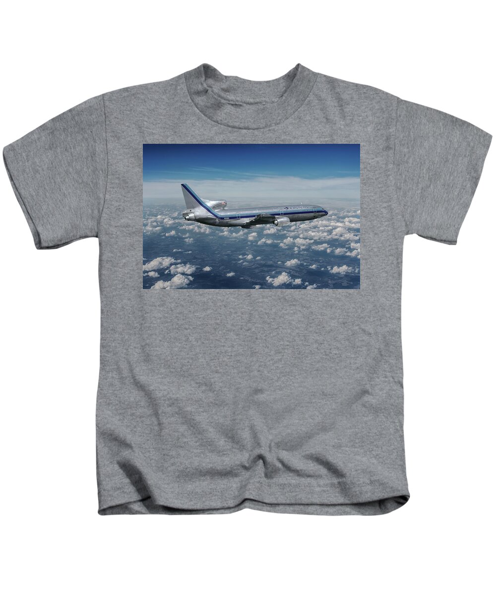 Eastern Airlines Kids T-Shirt featuring the mixed media Eastern Airlines L-1011 TriStar by Erik Simonsen