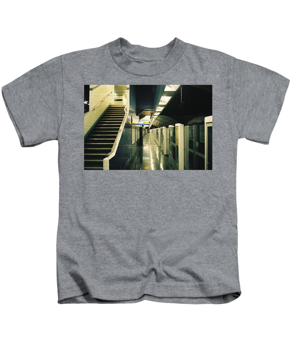 Empty Kids T-Shirt featuring the photograph Empty station by Barthelemy De Mazenod