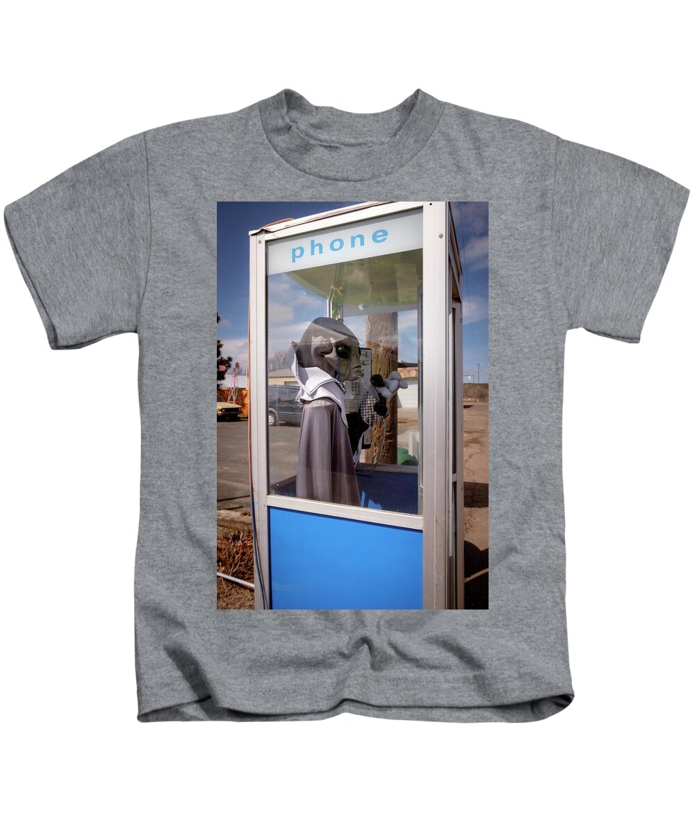Et Kids T-Shirt featuring the photograph ET Phone Home by Mary Lee Dereske