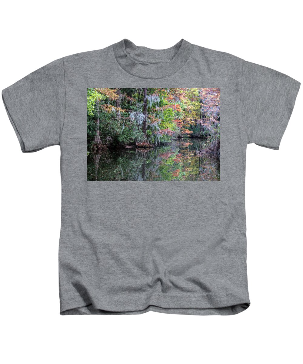 Fall Kids T-Shirt featuring the photograph Fall Colors in the Swamp by WAZgriffin Digital