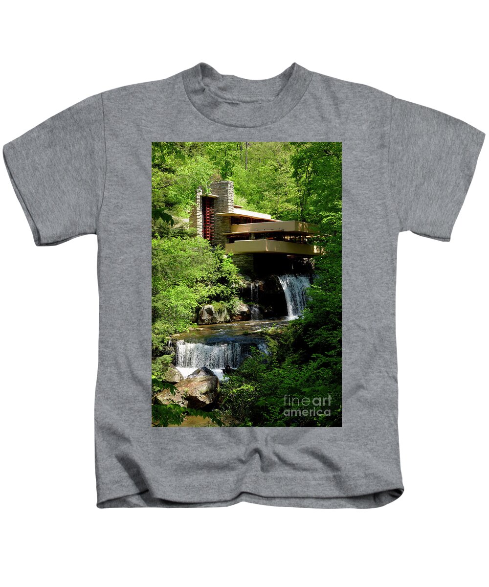 Frank Lloyd Wright Kids T-Shirt featuring the photograph Fallingwater House - Pennsylvania by Doc Braham