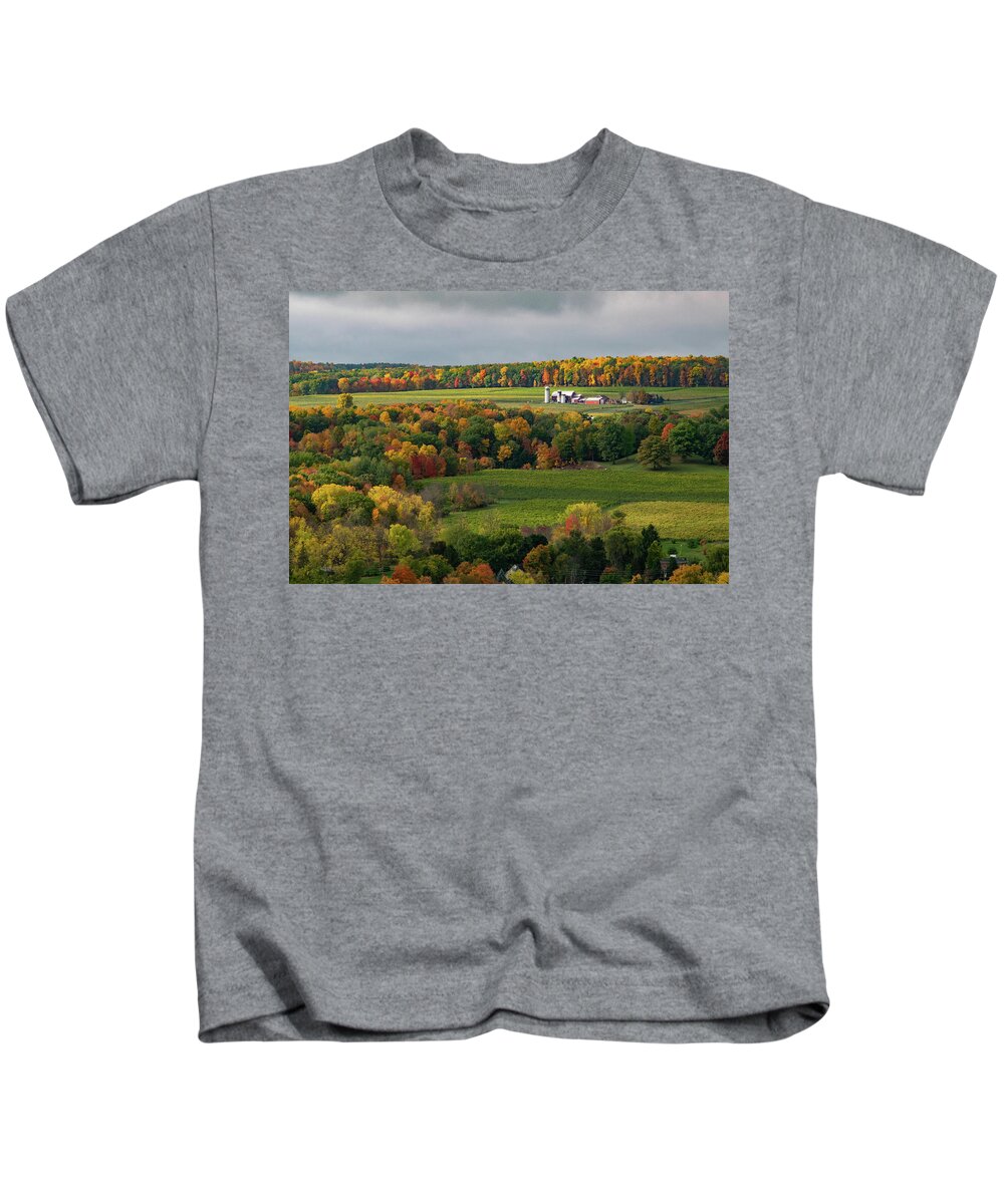 Farm Kids T-Shirt featuring the photograph Farmhouse Among the Autumn Colors by Nicole Lloyd