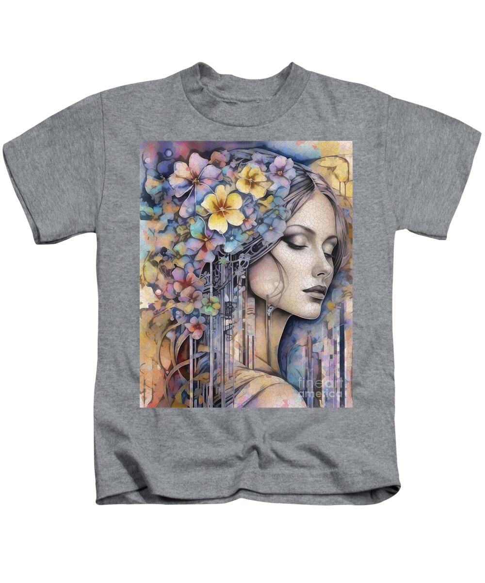 Abstract Kids T-Shirt featuring the digital art Floral Portrait - 02552 by Philip Preston