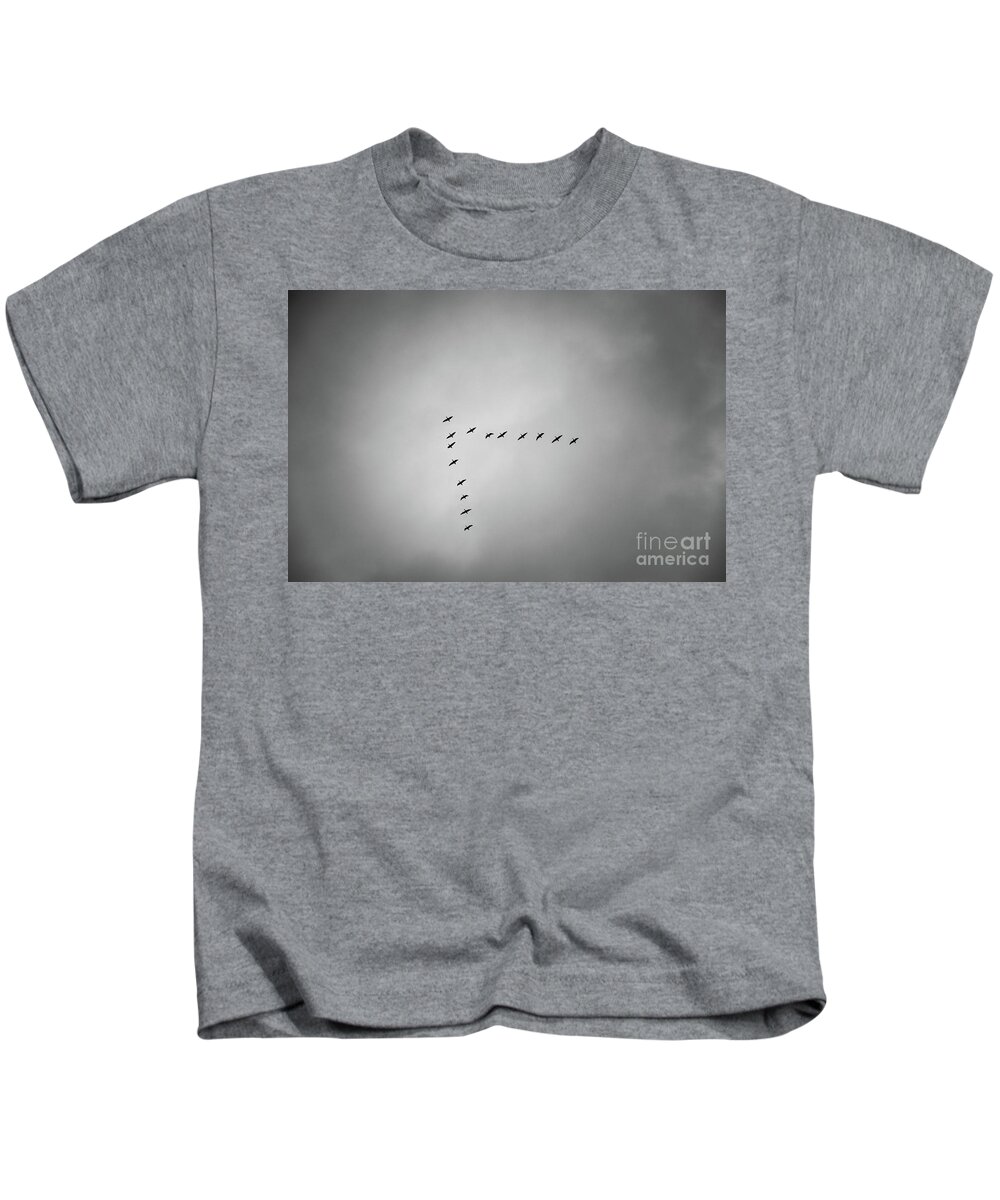 Birds Kids T-Shirt featuring the photograph Flying V by Daniel M Walsh