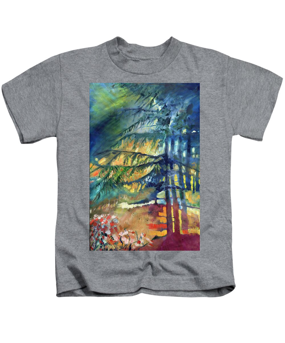 Landscape Kids T-Shirt featuring the painting Forest Sunset by Catharine Gallagher