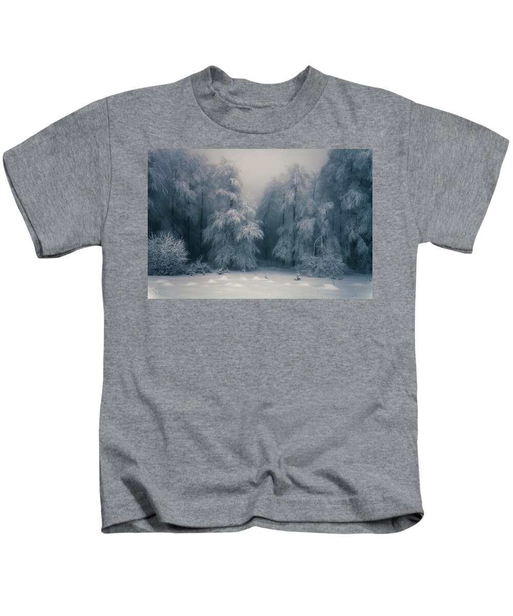 Mountain Kids T-Shirt featuring the photograph Frozen Forest by Evgeni Dinev