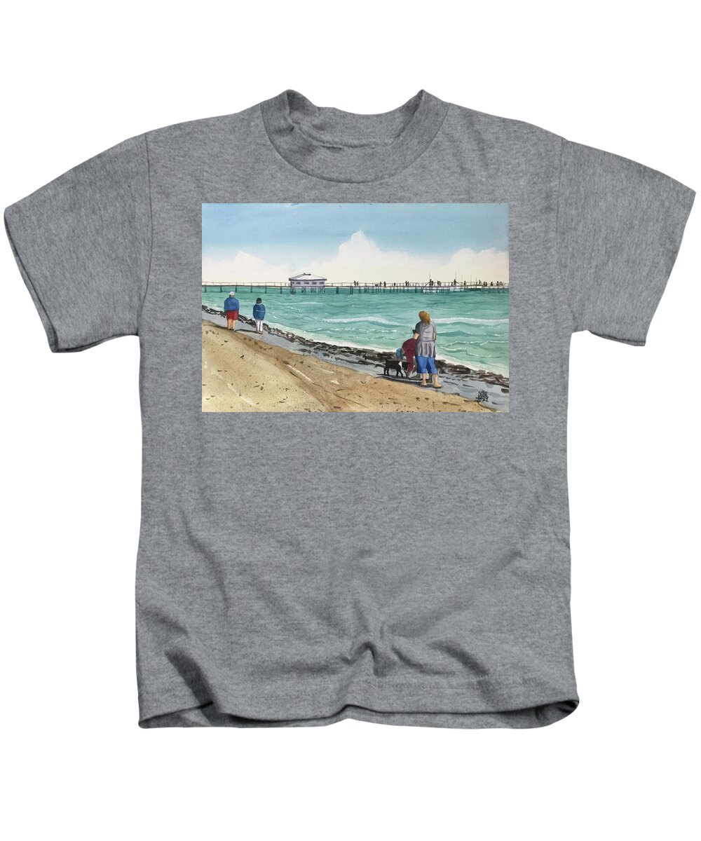 Florida Kids T-Shirt featuring the painting Ft DeSoto Park Tierra Verde Florida by Mike King