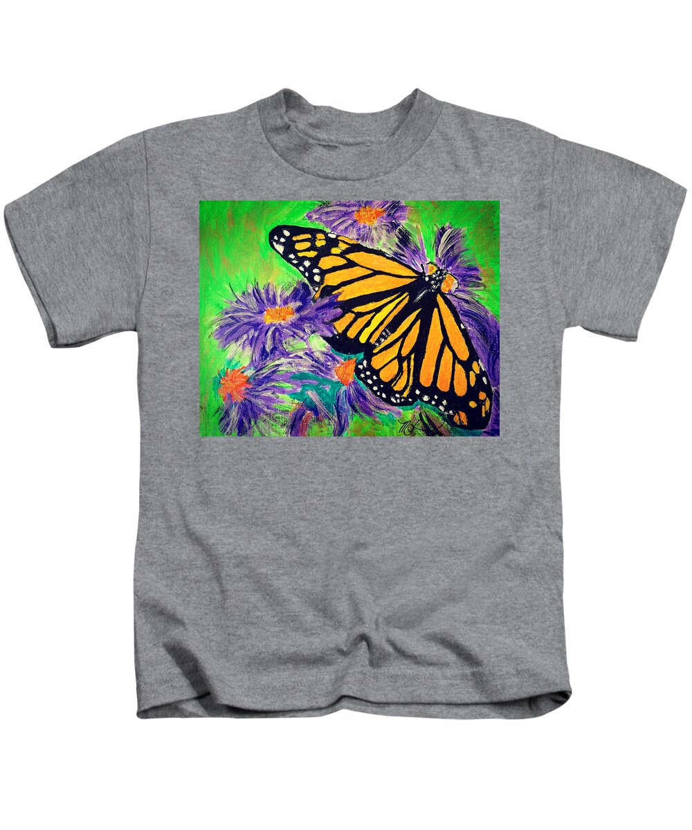Butterfly Kids T-Shirt featuring the painting Monarch Butterfly by Melody Fowler