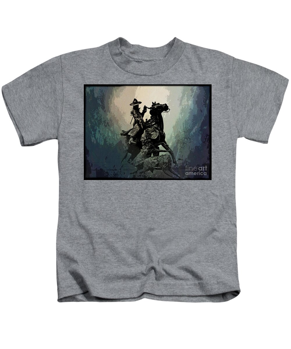 George Lane Kids T-Shirt featuring the photograph George Lane and the Bar U Ranch by Al Bourassa