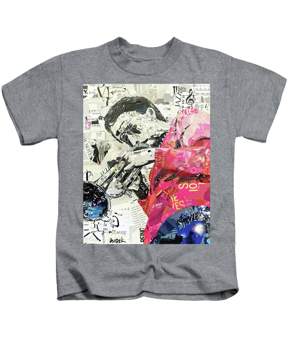 Jazz Trumpet Kids T-Shirt featuring the mixed media Get Your Jazz On by James Hudek