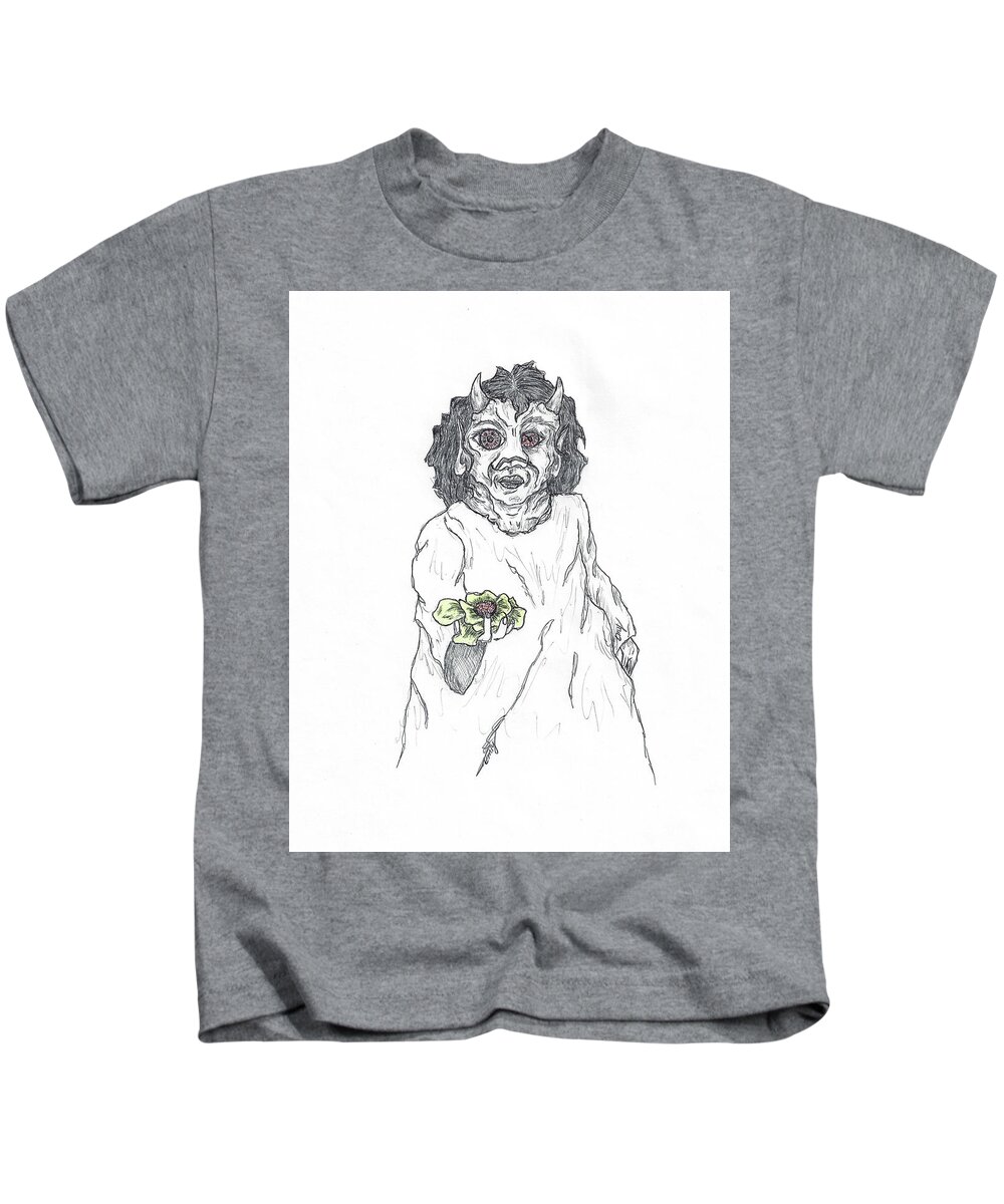 Gift Kids T-Shirt featuring the drawing Gift of a Flower by Teresamarie Yawn
