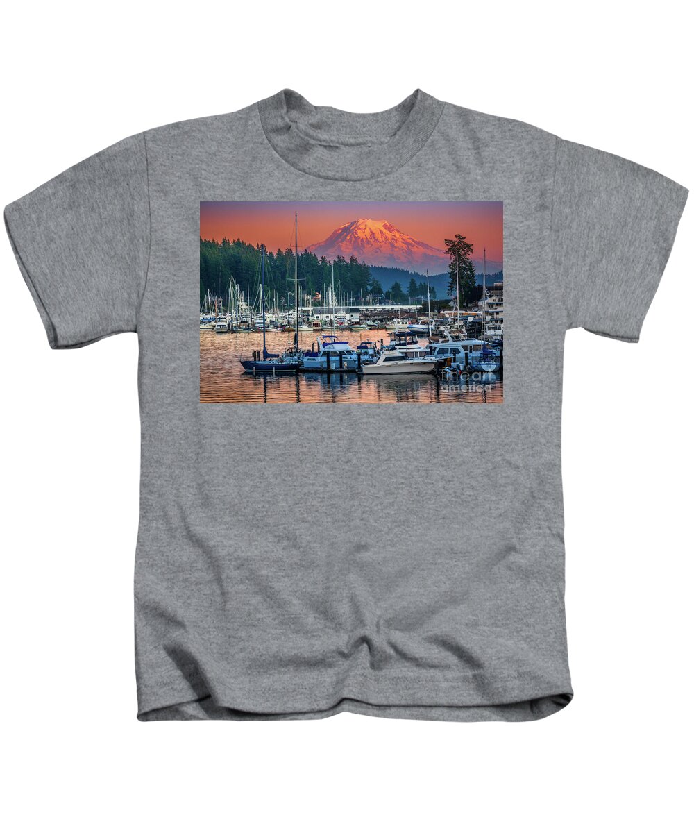 America Kids T-Shirt featuring the photograph Gig Harbor Dusk by Inge Johnsson