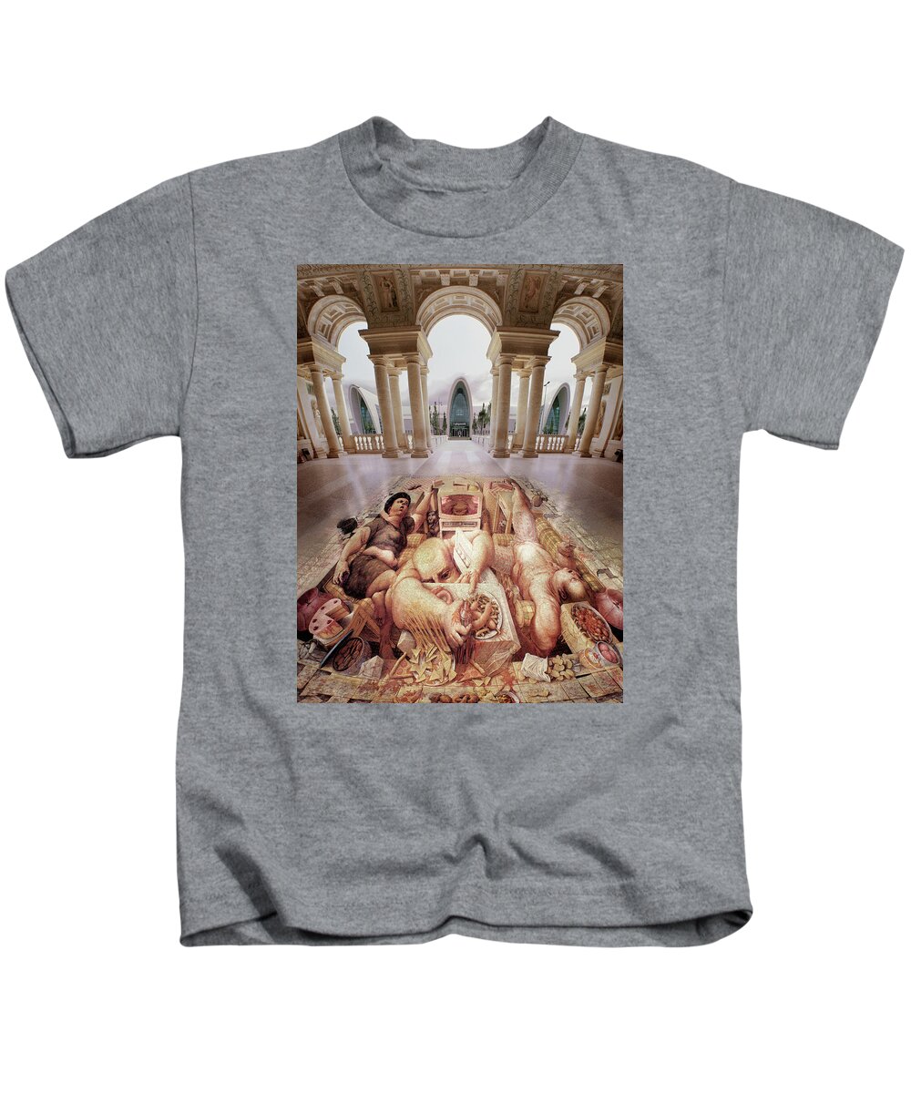 Gluttony Kids T-Shirt featuring the painting Gluttony by Kurt Wenner