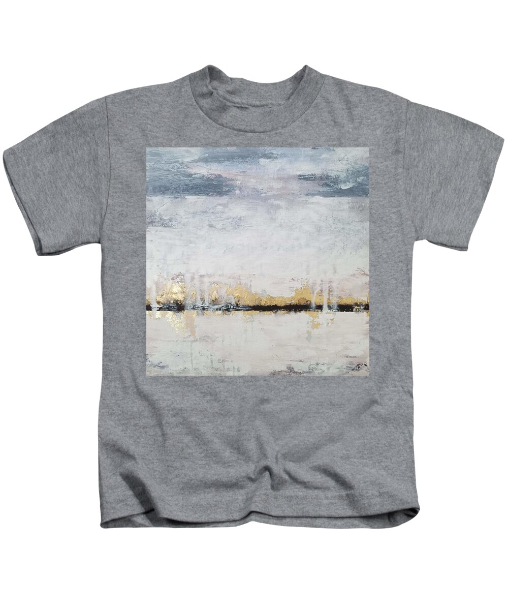  Kids T-Shirt featuring the painting Gold Horizon by Caroline Philp