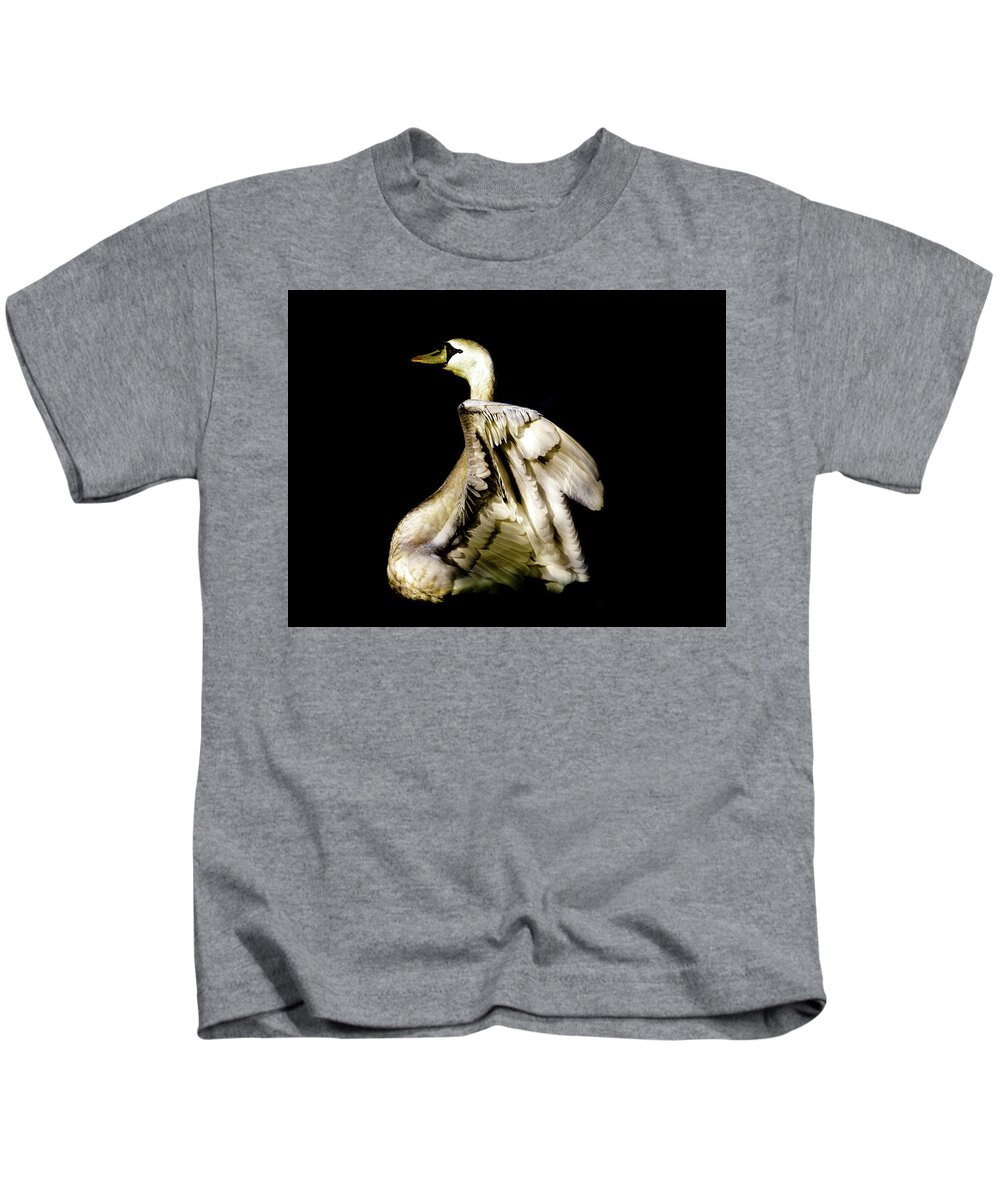 Swan Kids T-Shirt featuring the photograph Golden Swan by MPhotographer