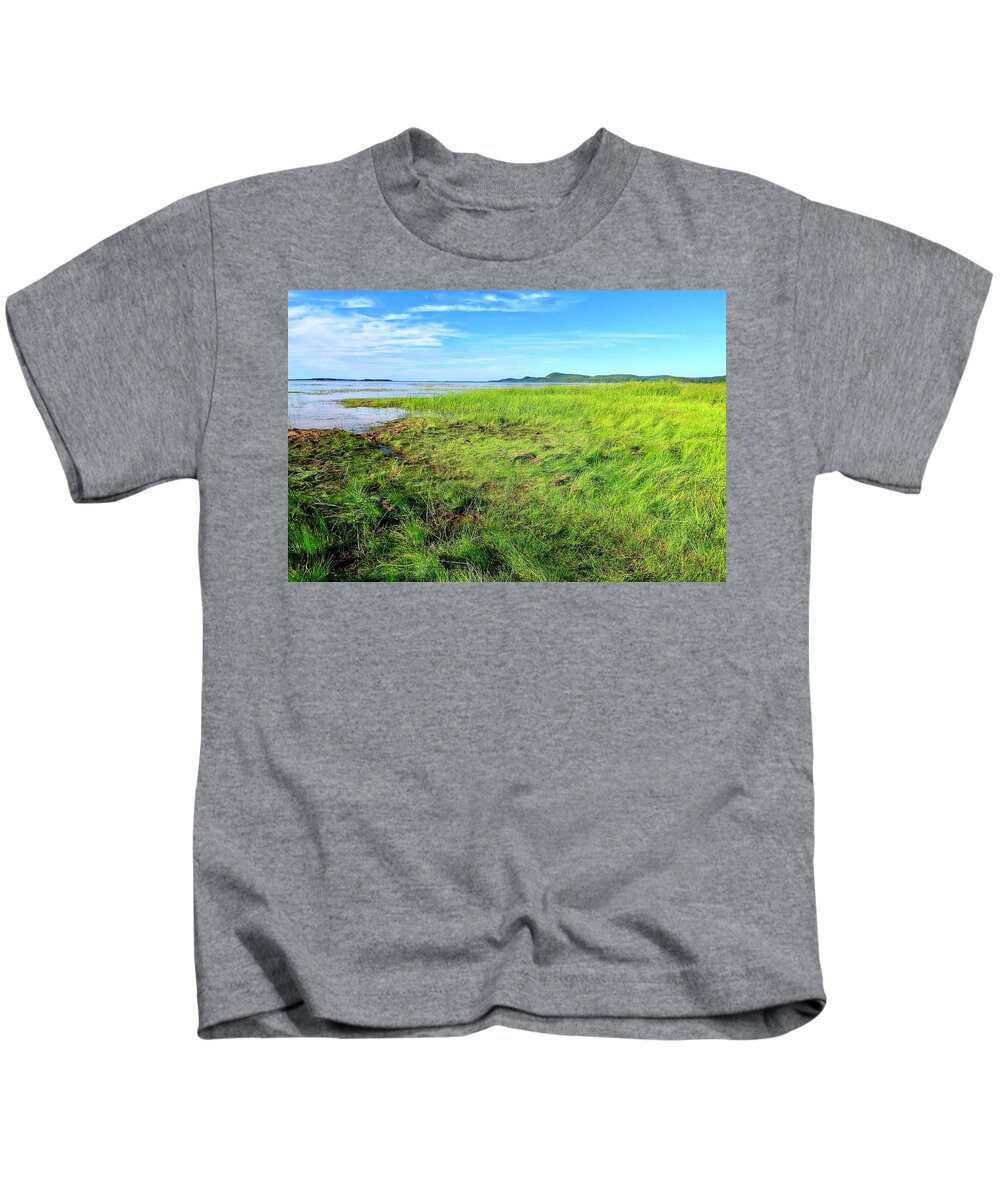 Lake Kids T-Shirt featuring the photograph Grasses at Sand Bar by Mike Reilly
