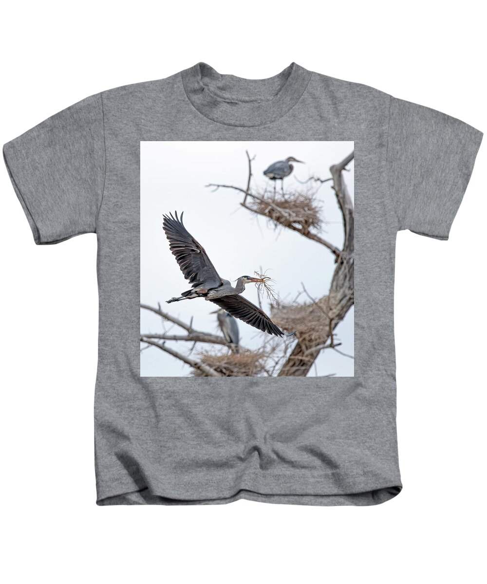 Stillwater Wildlife Refuge Kids T-Shirt featuring the photograph Great Blue Heron 4 by Rick Mosher