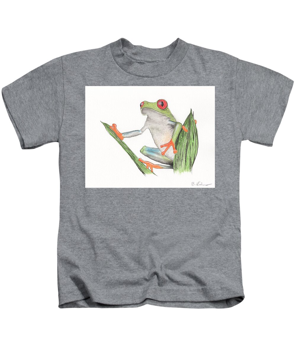 Red Eyed Tree Frog Kids T-Shirt featuring the painting Red Eyed Tree Frog #2 by Bob Labno