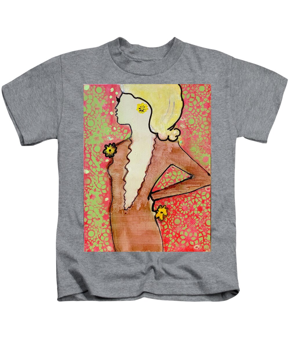 Acrylic Kids T-Shirt featuring the painting Groovy Blonde by Leslie Porter
