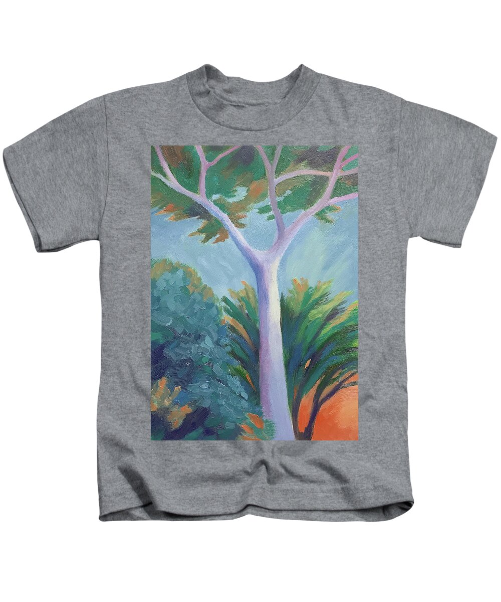 Half Moon Bay Kids T-Shirt featuring the painting Half Moon Bay by Linda Ruiz-Lozito