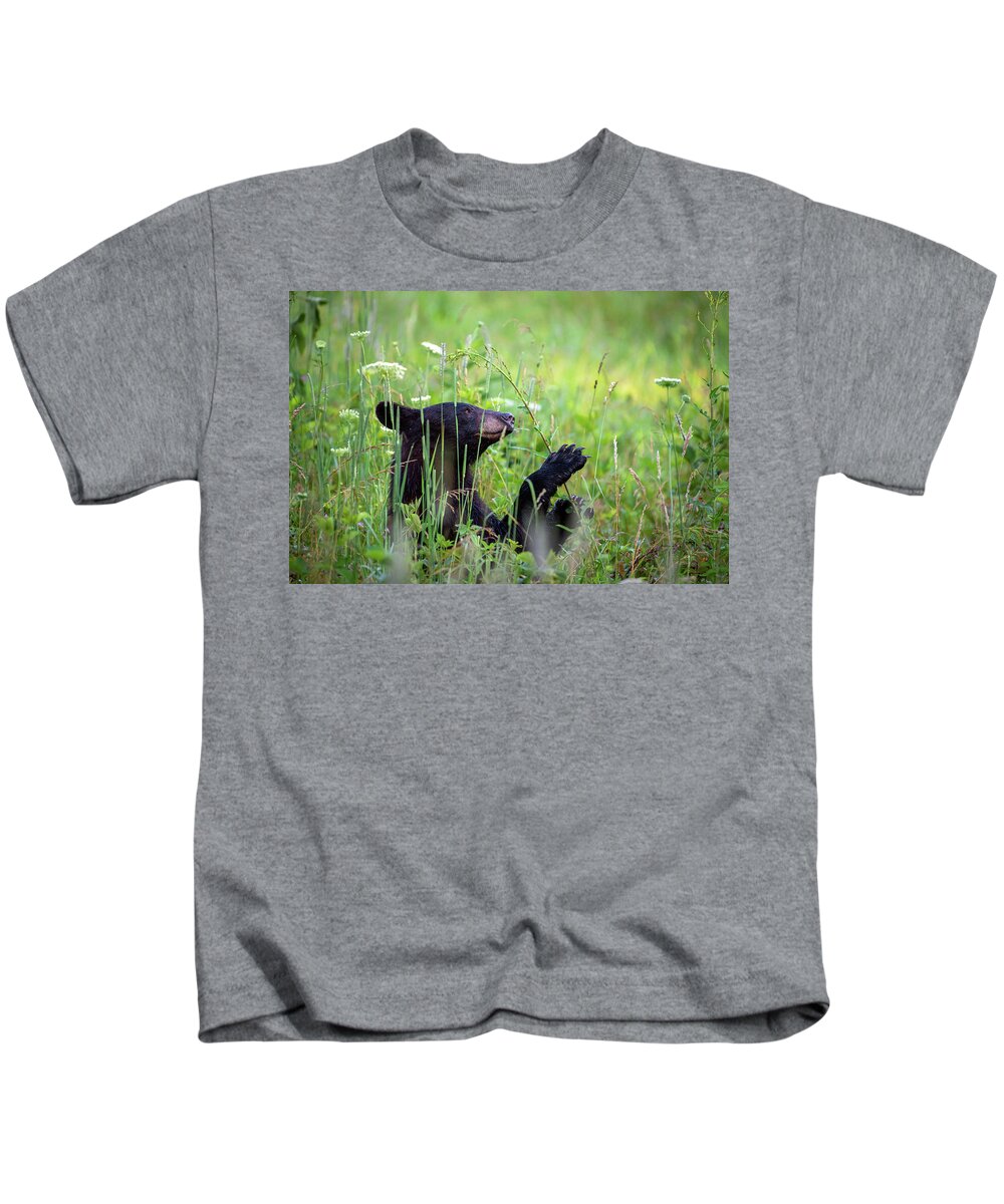 Great Smoky Mountains National Park Kids T-Shirt featuring the photograph Happy Black Bear by Robert J Wagner