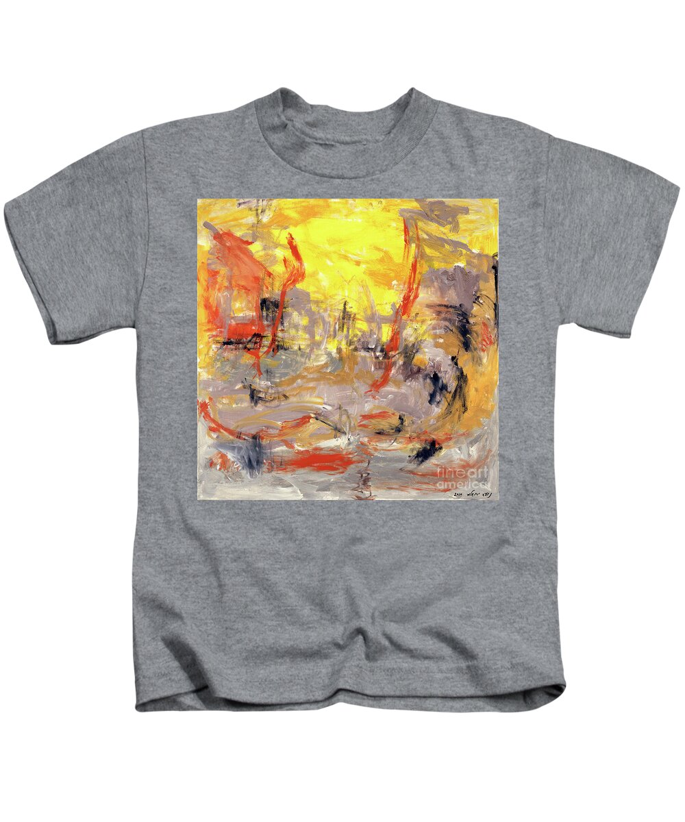 Abstract Kids T-Shirt featuring the painting Heat by Noa Yerushalmi