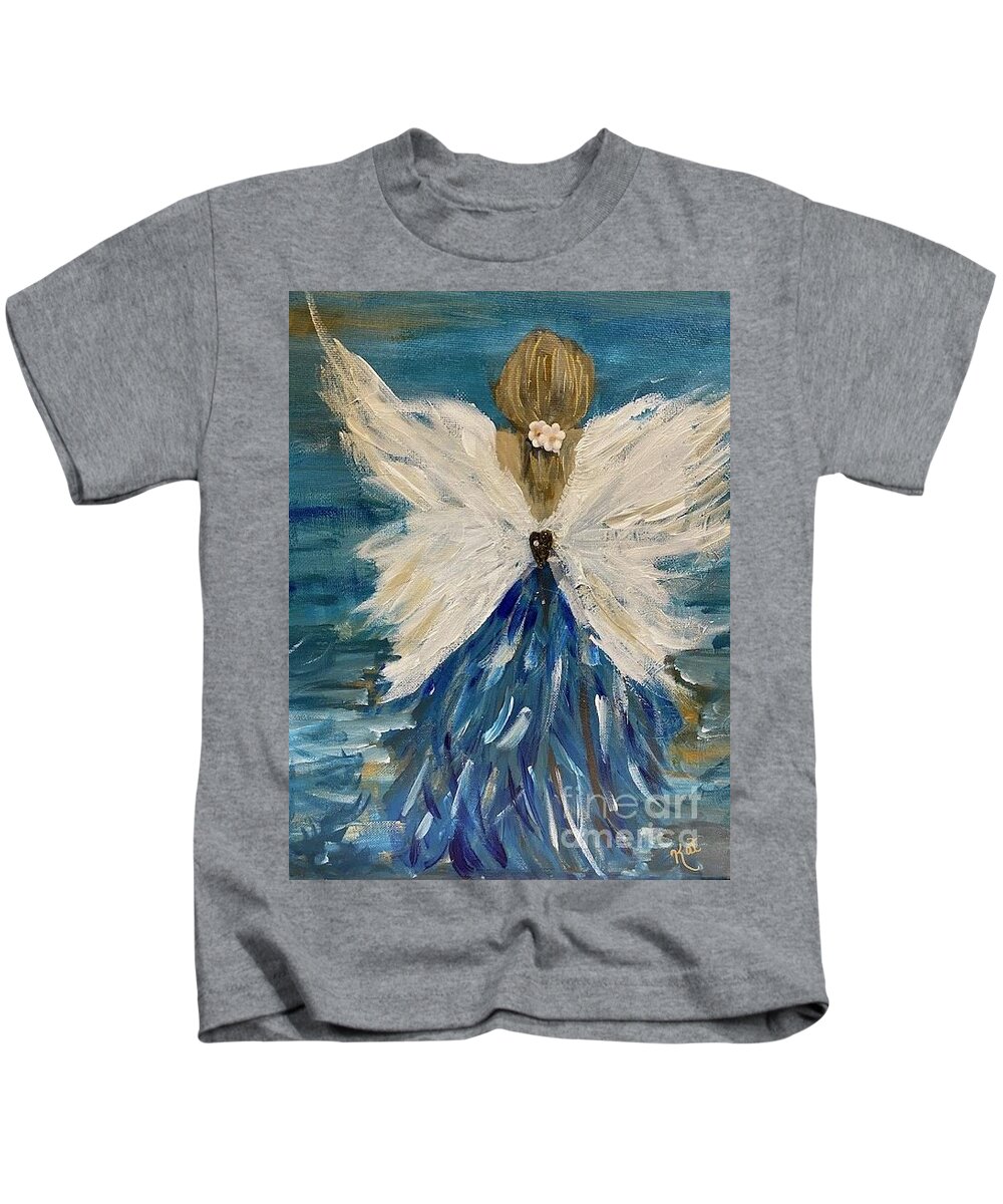 Angel Kids T-Shirt featuring the painting Heaven Sent by Kathy Bee