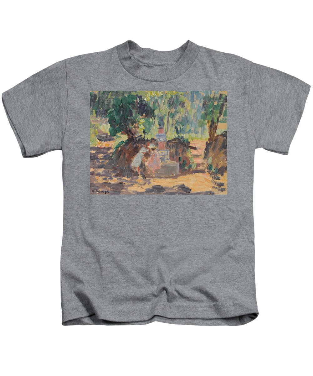 Background Kids T-Shirt featuring the painting Henri Lebasque by MotionAge Designs