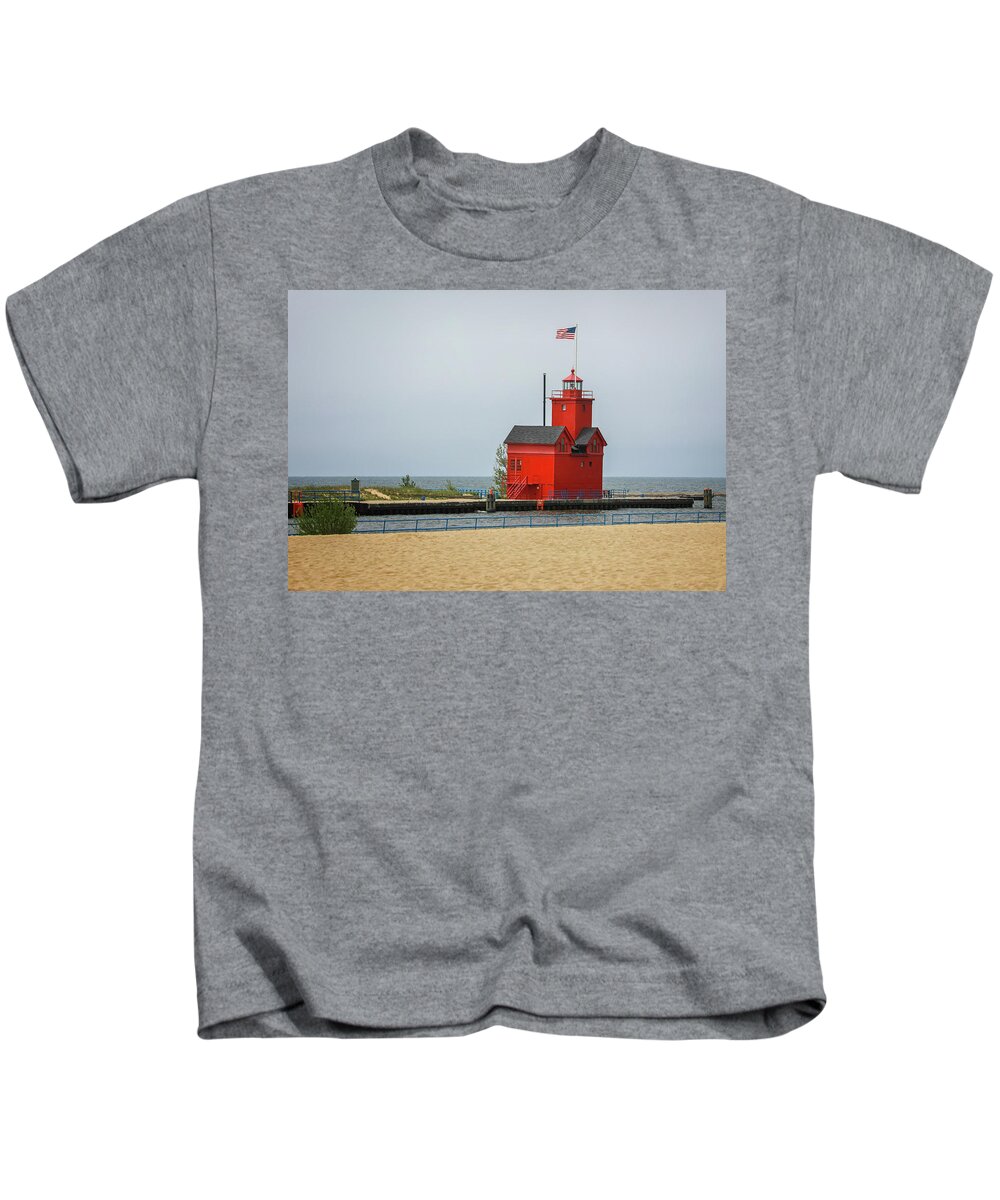 Holland Harbor Light Kids T-Shirt featuring the photograph Holland Harbor Light by Dan Sproul