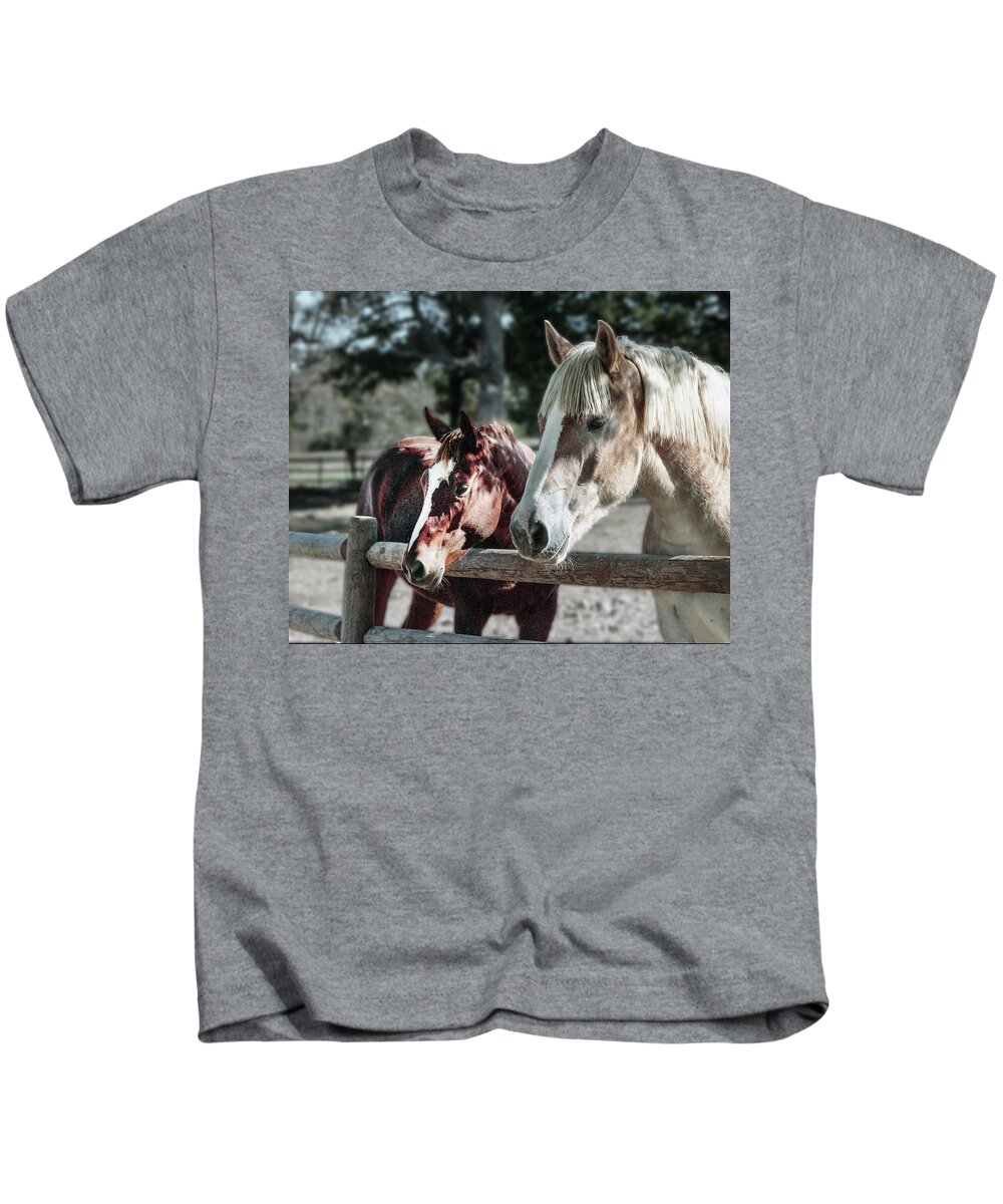 Horses Kids T-Shirt featuring the photograph Horses by Jim Mathis