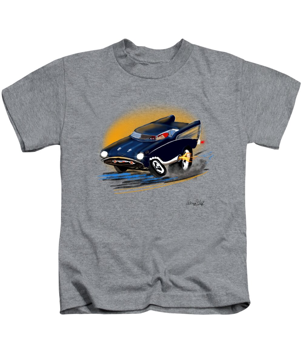 55 Kids T-Shirt featuring the digital art Hot Rod 57 Chevy Bel Air by Doug Gist