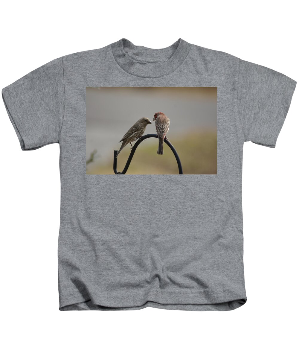  Kids T-Shirt featuring the photograph House Finch Pair by Heather E Harman