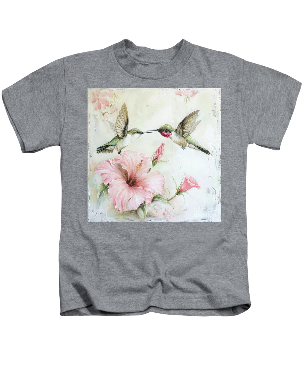 Hummingbirds Kids T-Shirt featuring the painting Hummingbird Harmony by Tina LeCour