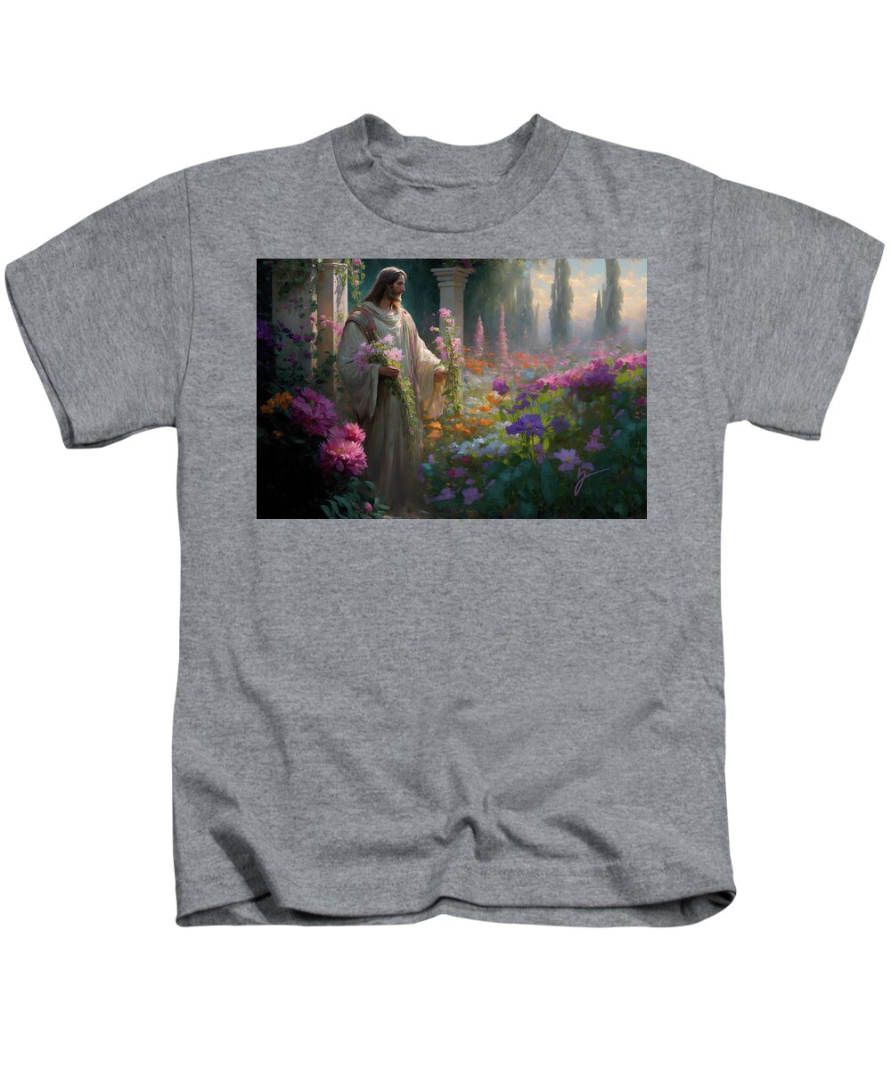 Jesus Kids T-Shirt featuring the painting I Often Go Walking by Greg Collins