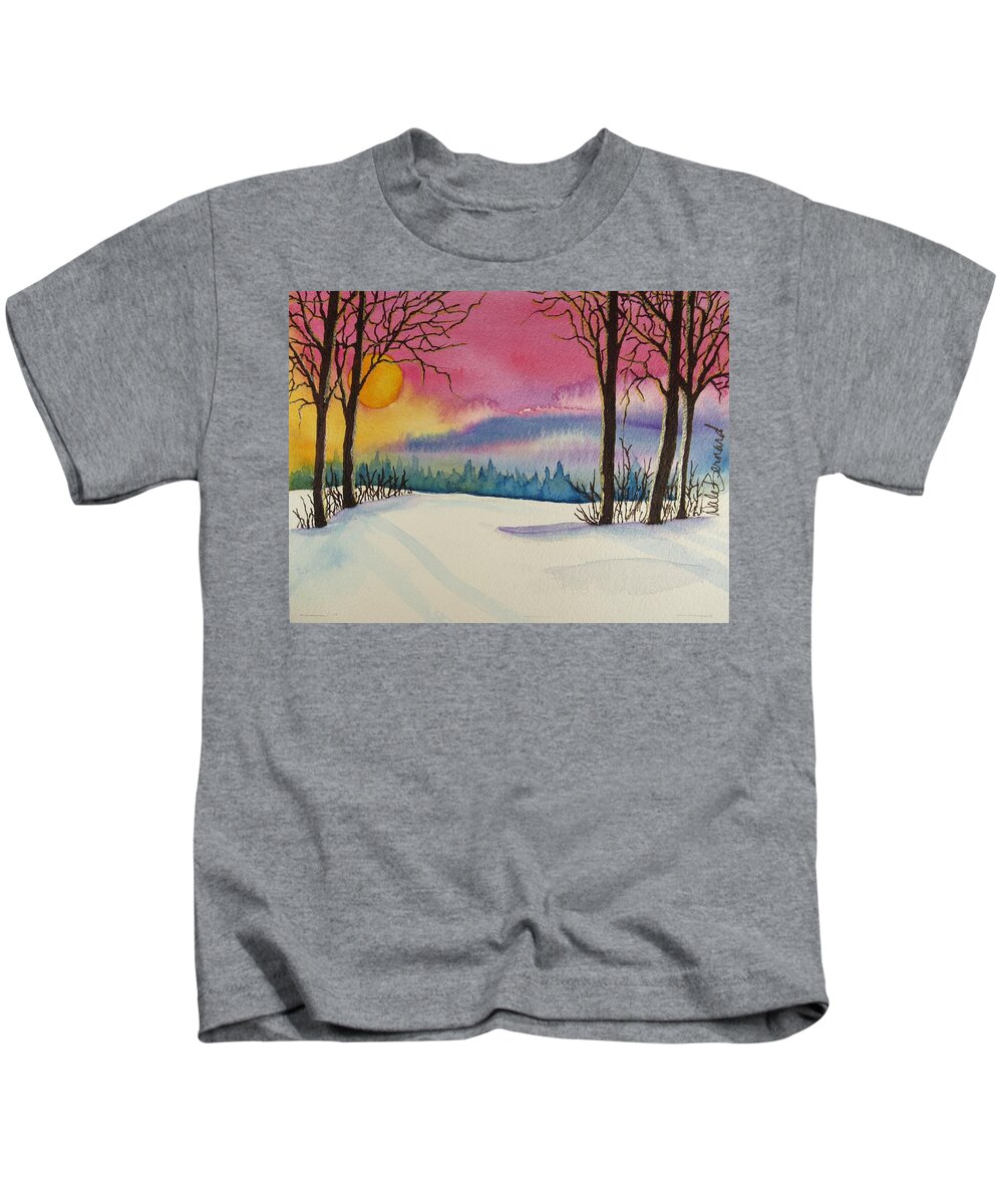 Landscape Kids T-Shirt featuring the painting II Twilight Rose by Dale Bernard