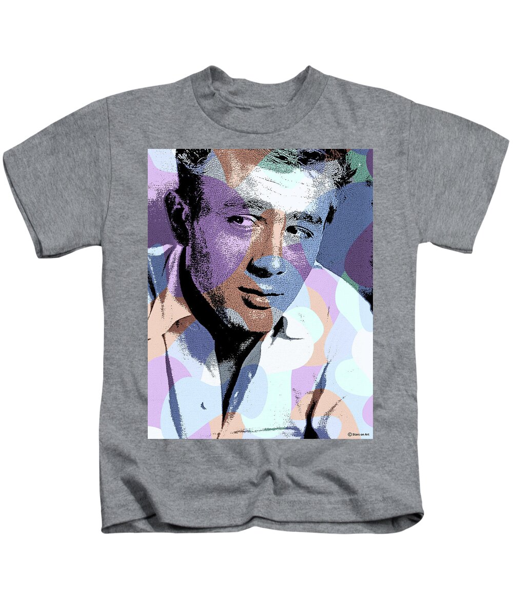 James Dean Kids T-Shirt featuring the mixed media James Dean modernized portrait by Movie World Posters