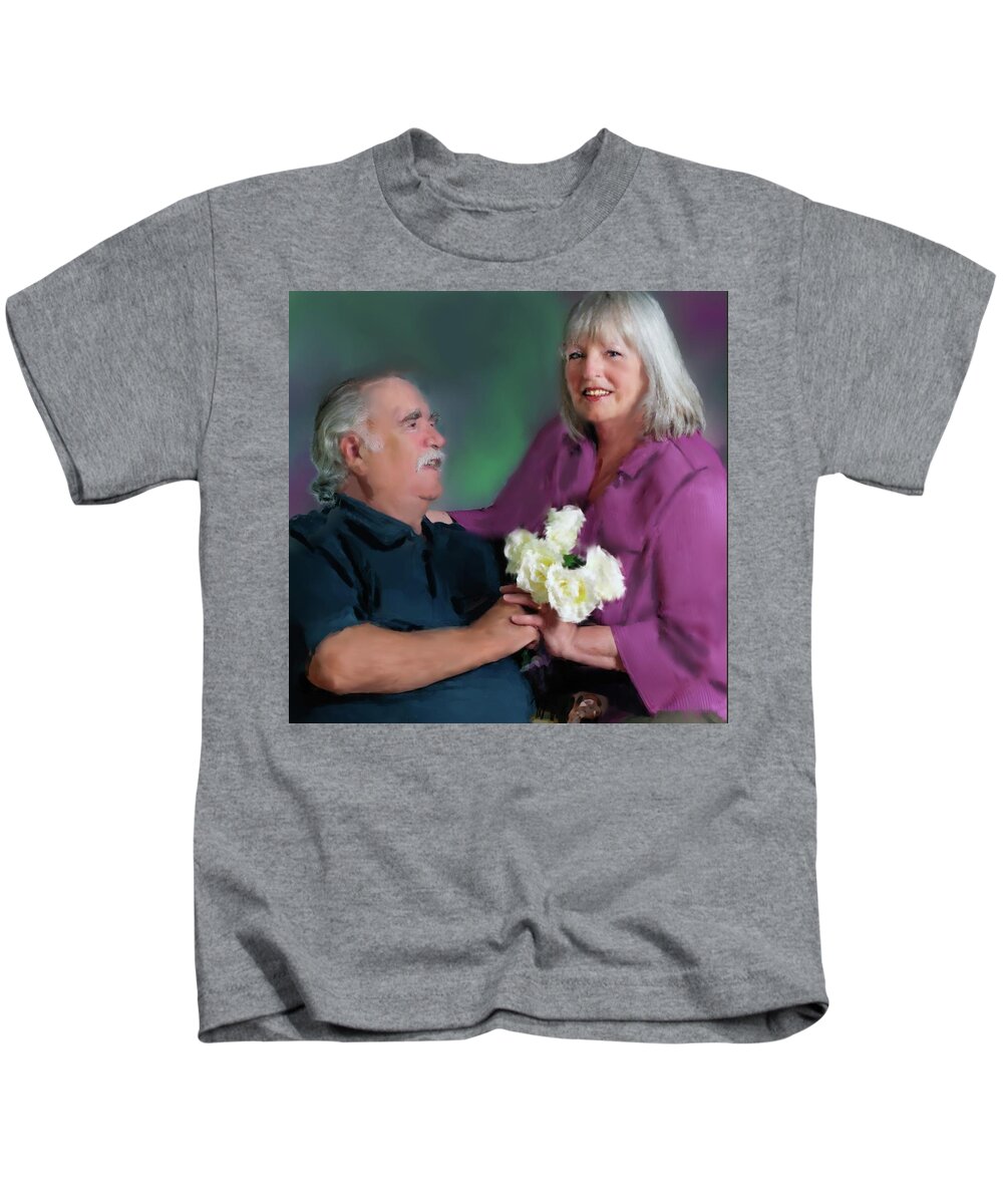 Portrait Kids T-Shirt featuring the digital art Happy Couple by Cordia Murphy
