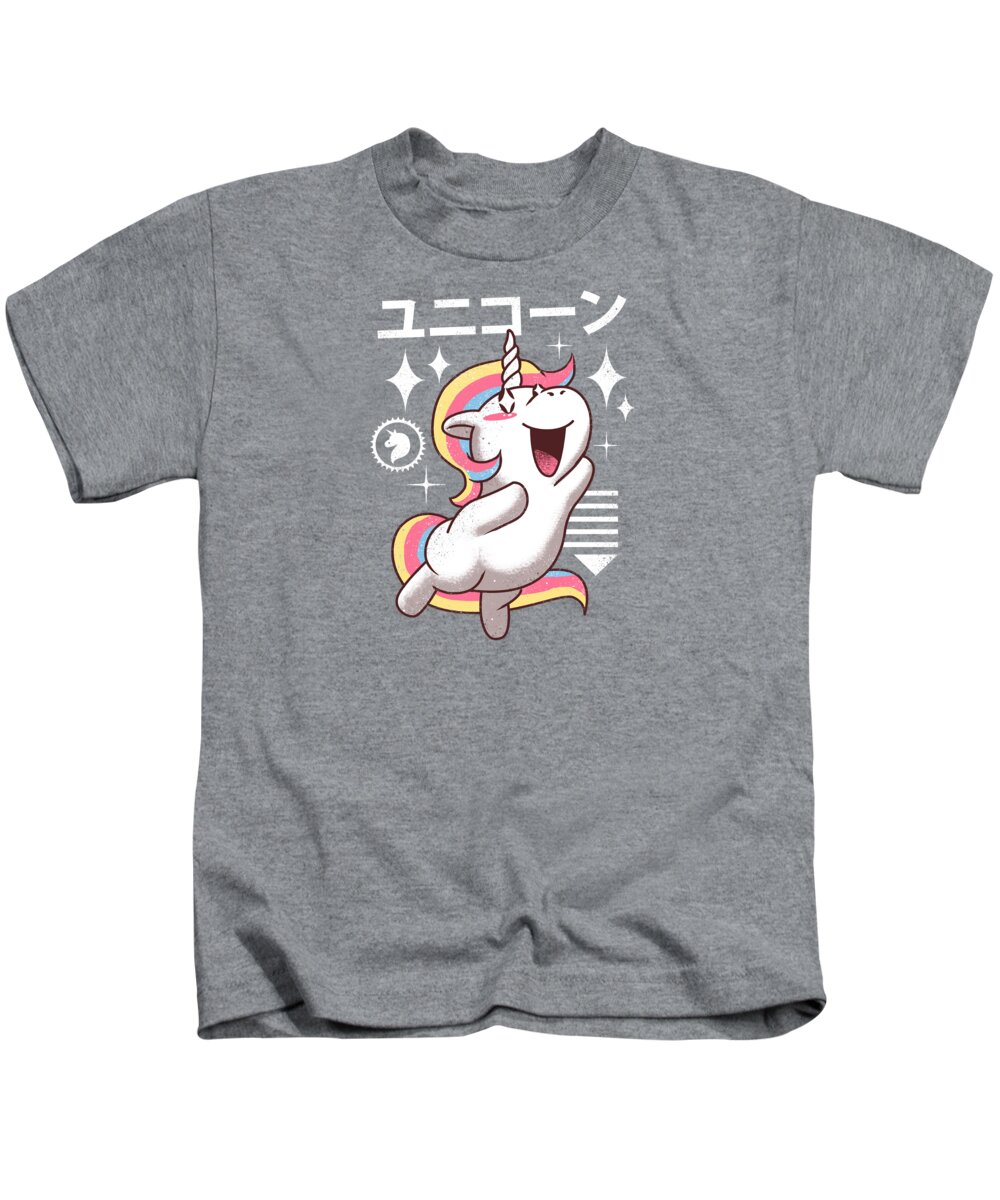 Unicorn Kids T-Shirt featuring the digital art Kawaii Unicorn by Vincent Trinidad